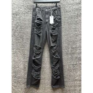 NWT Salt Murphy Distressed Organic Cotton Straight Jeans Dark Grey Mens Size 30